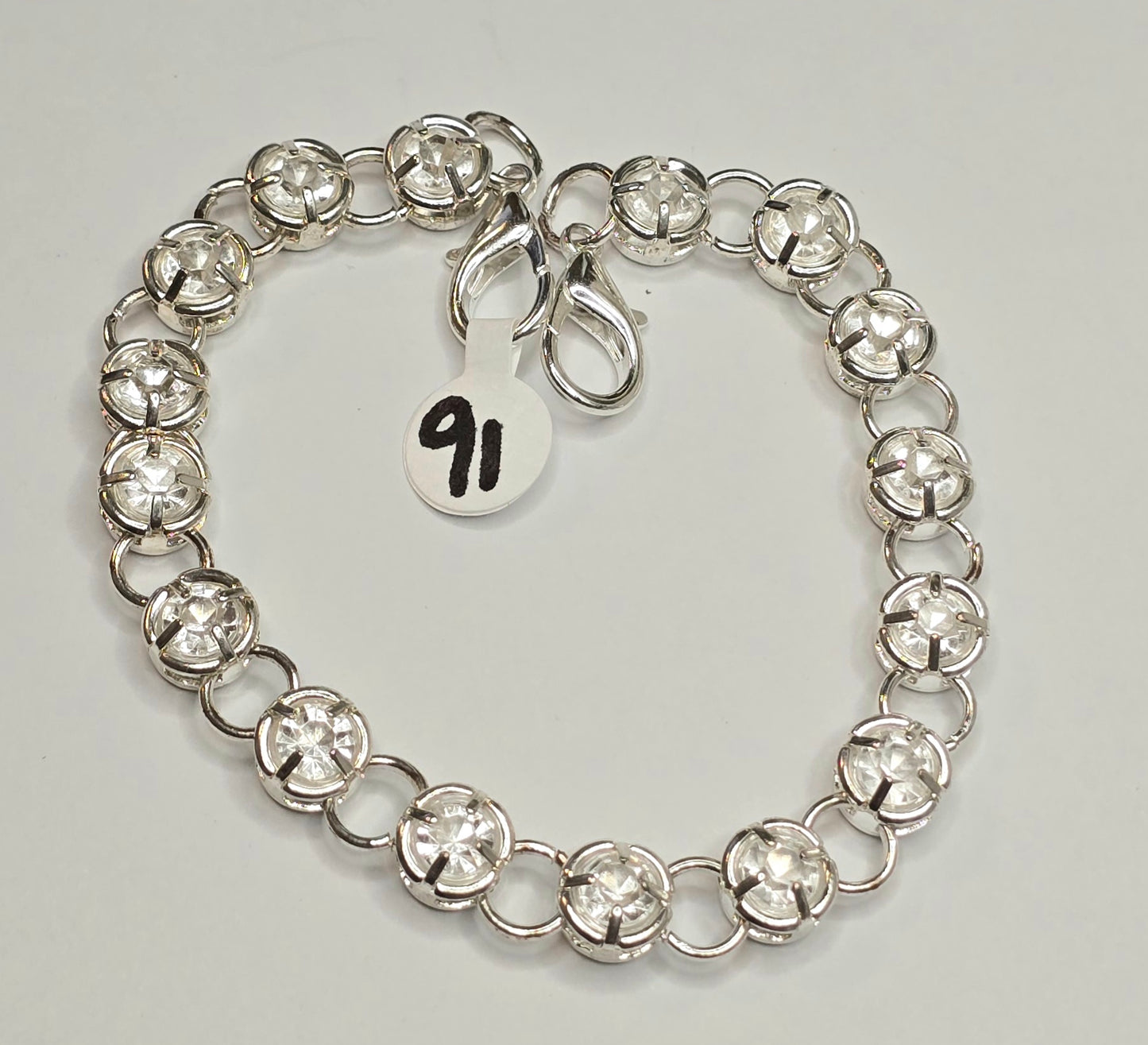 Trucker Hat Chain - Clear Chunky Rhinestone Silver Chain #91