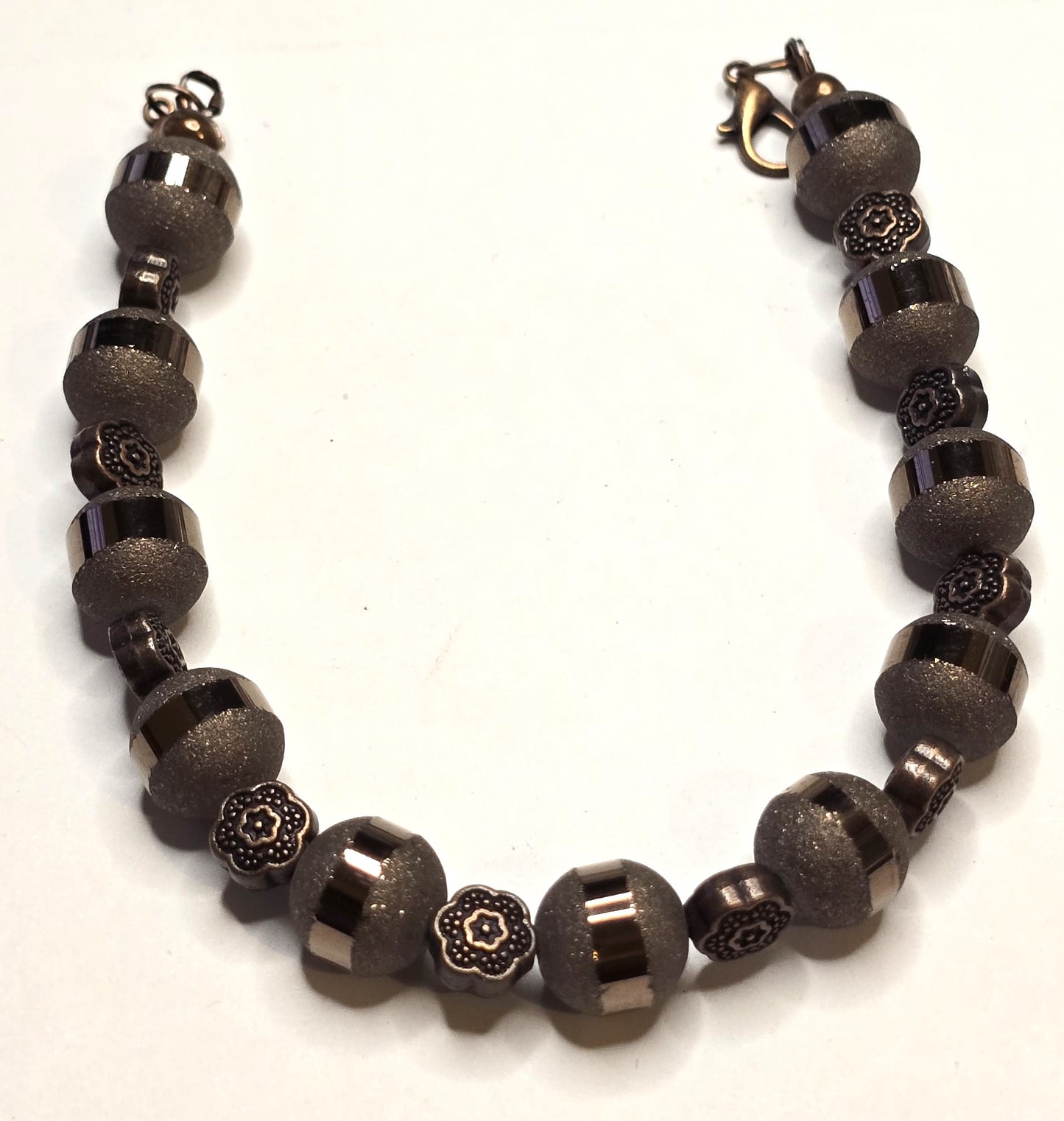 Trucker Hat Chain - Shimmer Coffee Glass Beads w/Copper Flower Accents Chain #135