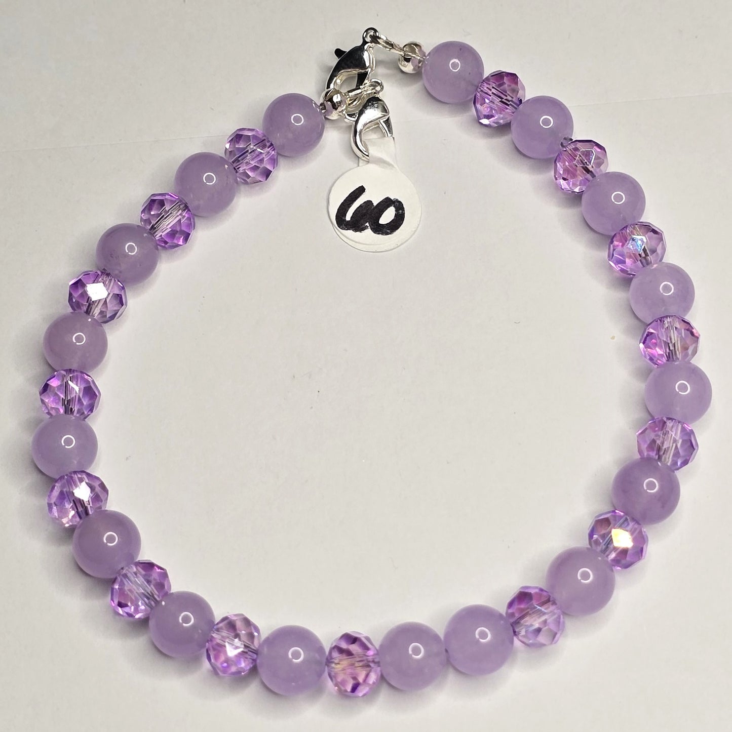 Trucker Hat Chain - Lilac Agate Gemstone w/AB Purple Glass Crystals & Silver Accents #60
