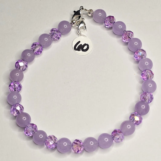 Trucker Hat Chain - Lilac Agate Gemstone w/AB Purple Glass Crystals & Silver Accents #60