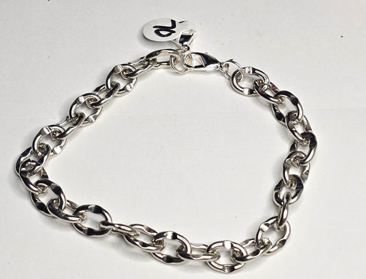 Trucker Hat Chain - Silver Tone Oval Diamond Cut w/Silver Accent #70