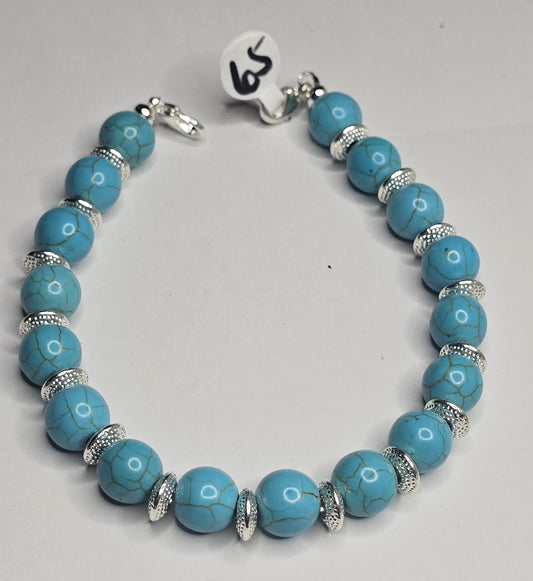 Trucker Hat Chain - Blue Turquoise w/Silver Accents #65
