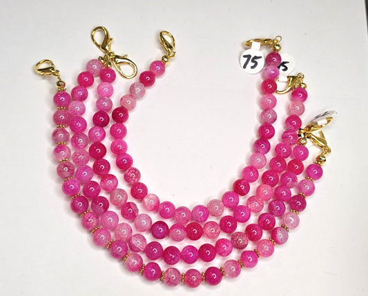 Trucker Hat Chain - Pink Agate Gemstone W/Gold Accents #75