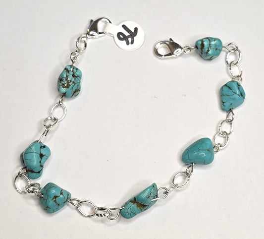 Trucker Hat Chain - Blue Turquoise w/Silver Accents #79