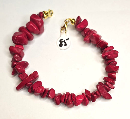Trucker Hat Chain - Red Turquoise w/Gold Accent #85