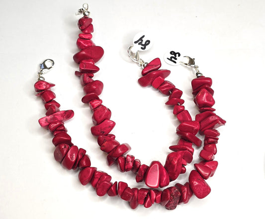 Trucker Hat Chain - Red Turquoise w/Silver Accents #84