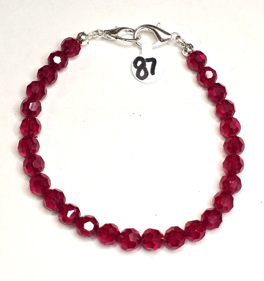 Trucker Hat Chain - Red 8mm Faceted Crystal W/Silver Accents #87