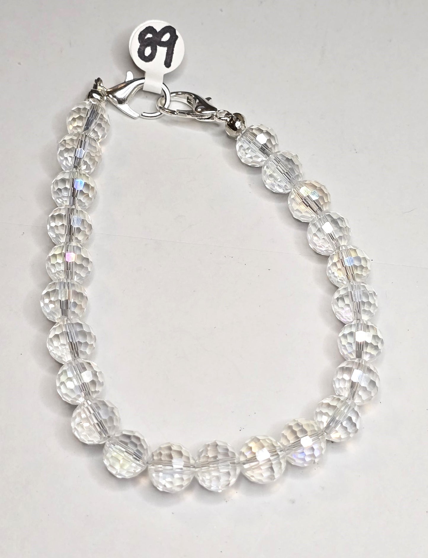 Trucker Hat Chain - AB Clear 10mm Faceted Crystals w/Silver Accents #89