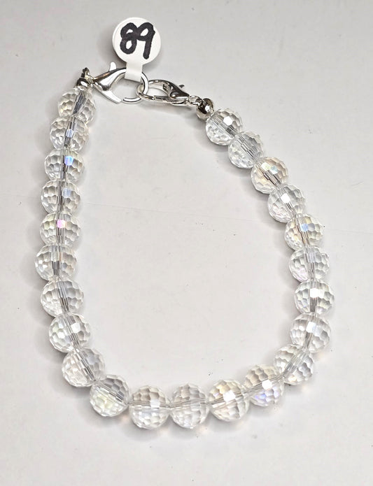 Trucker Hat Chain - AB Clear 10mm Faceted Crystals w/Silver Accents #89