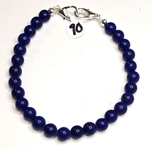Trucker Hat Chain - Blue 8mm Opaque Smooth Round Glass w/Silver Accents #90