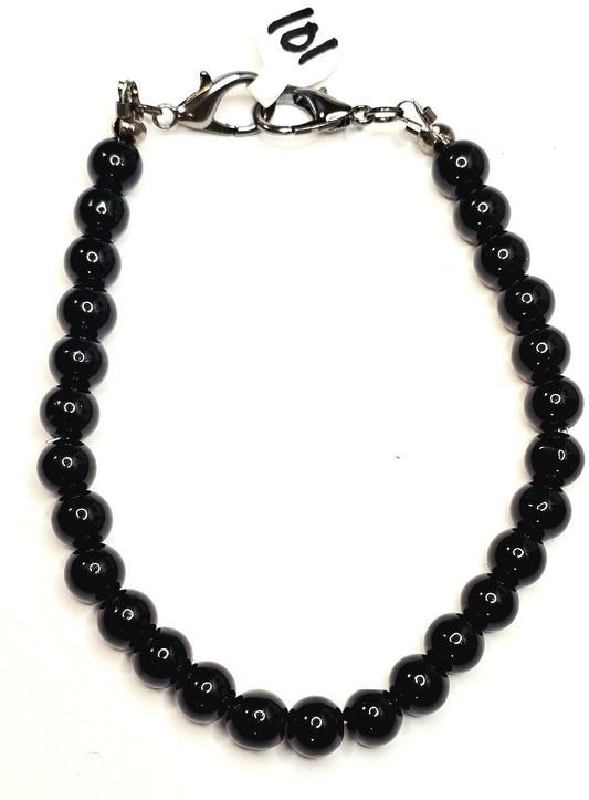 Trucker Hat Chain - Black Glass Pearls with GunMetal Accents #101