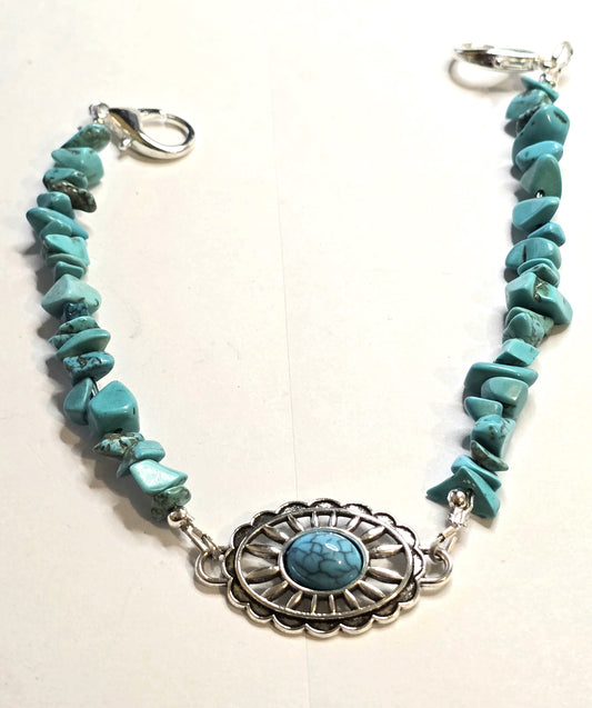 Trucker Hat Chain - Blue Howlite Turquoise w/Silver Accents #109