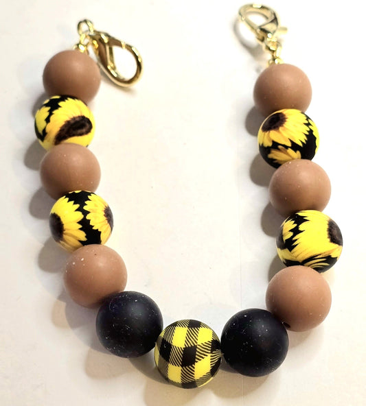 Trucker Hat Chain - Sunflower Silicone Beads w/Gold Accents #105