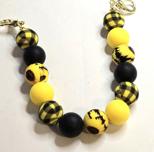 Trucker Hat Chain - Sunflower Silicone w/Gold Accents #103