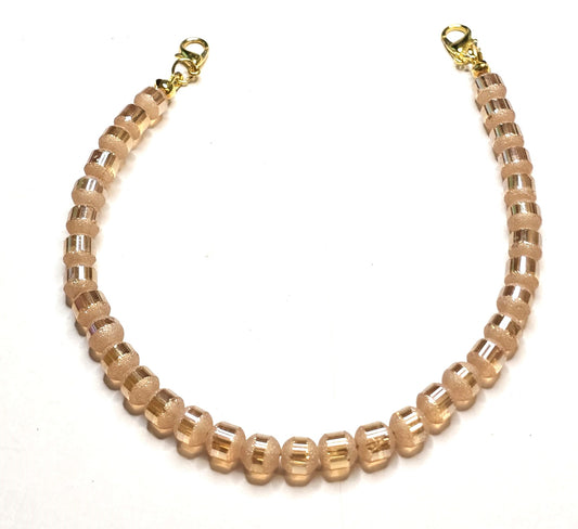 Trucker Hat Chain - Peach Frosted/ Laser Cut Glass Beads w/Gold Accents #112