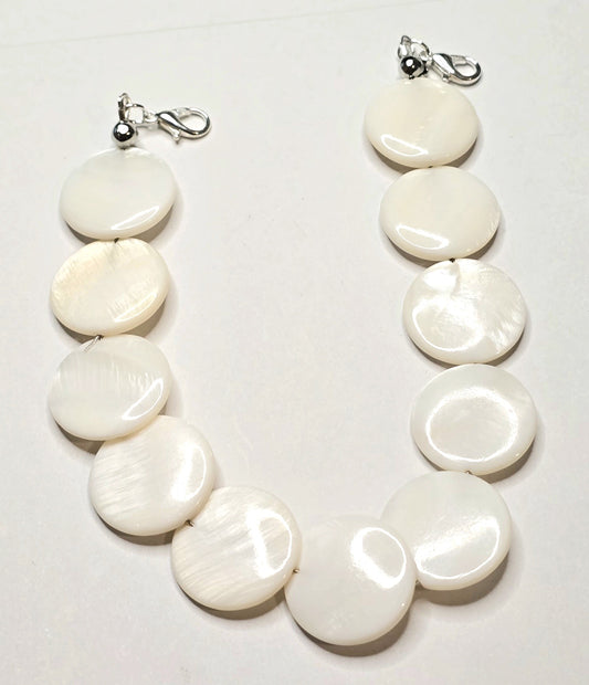 Trucker Hat Chain - Mother of Pearl Beads w/Silver Accent Chain #136