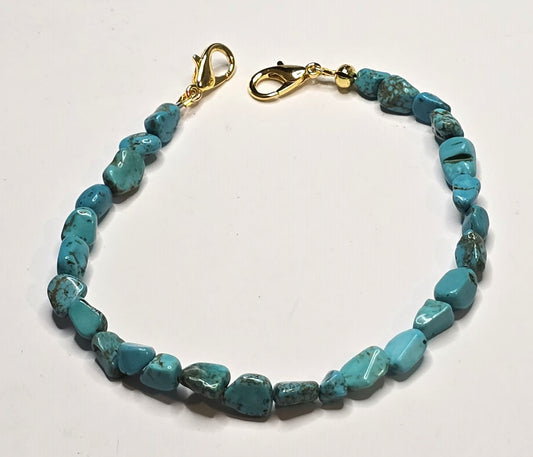 Trucker Hat Chain - Turquoise Nuggets W/Gold Accent Chain #131