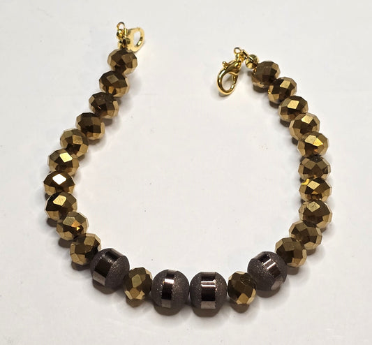 Trucker Hat Chain - Gold Electroplated Faceted Crystals Shimmer Coffee Glas Beads Chain #133