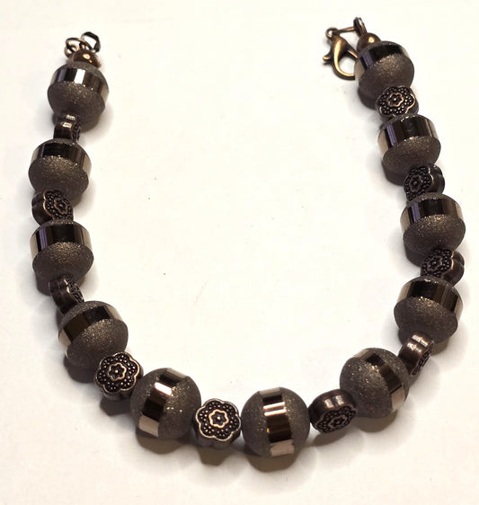 Trucker Hat Chain - Shimmer Coffee Glass Beads w/Copper Flower Accents Chain #135