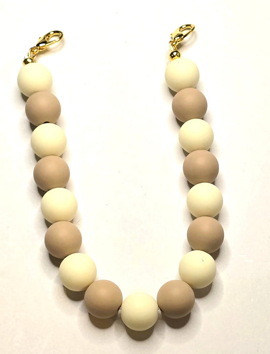 Trucker Hat Chain - Cream/Tan Silicone Beads w/Gold Accents #138