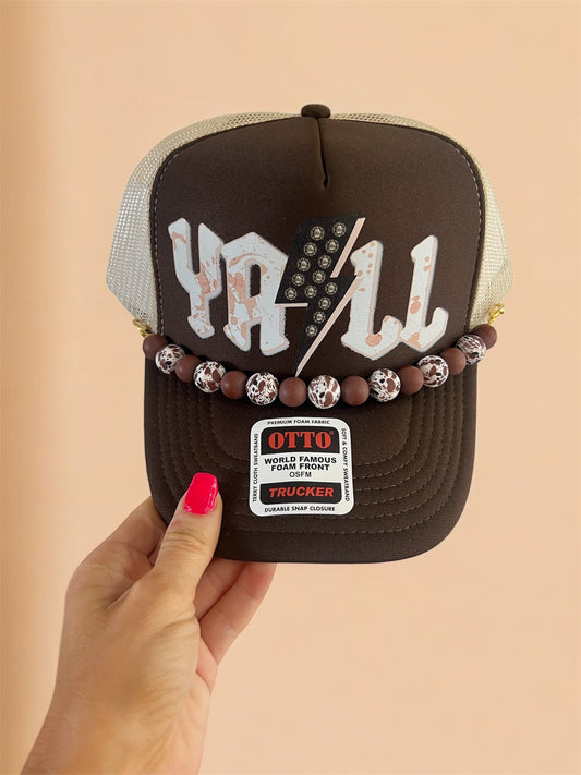 Cow print Ya’ll Trucker Hat
