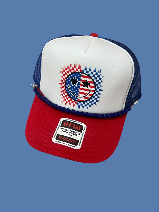 Patriotic Smiley Trucker Hat 🇺🇸