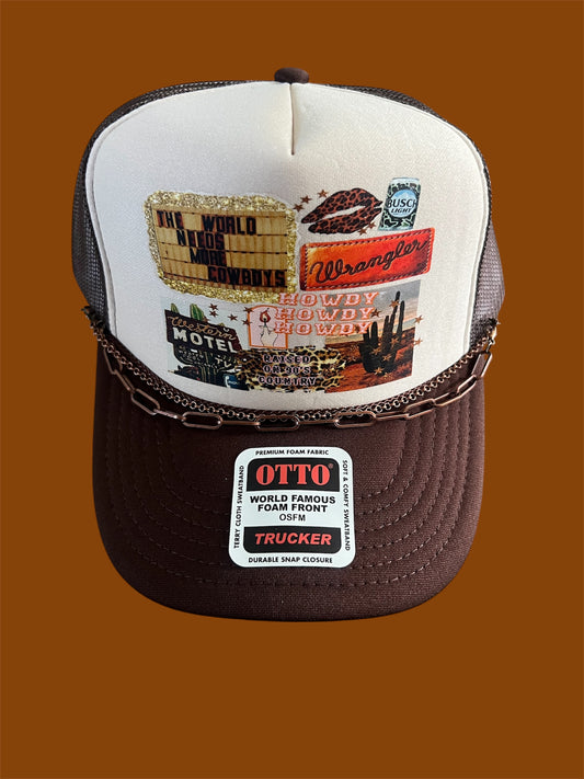Cowboy Collage Trucker Hat