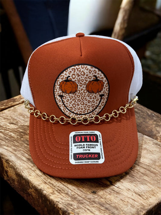 Pumpkin Smiley Trucker Hat