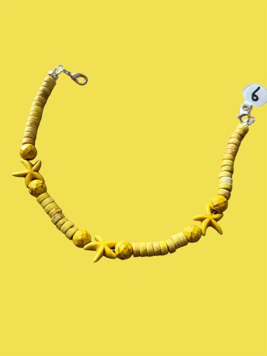 Trucker Hat Chain - Yellow Turquoise & Starfish w/Silver Accents #9